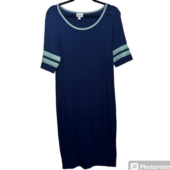LuLaRoe Dresses & Skirts - Lularoe Blue midi t shirt dress size L